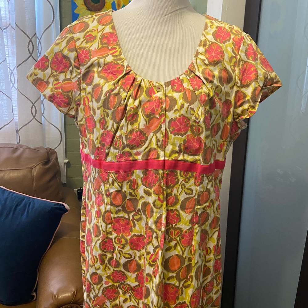 Floral Pink, Yellow, and Green Dress